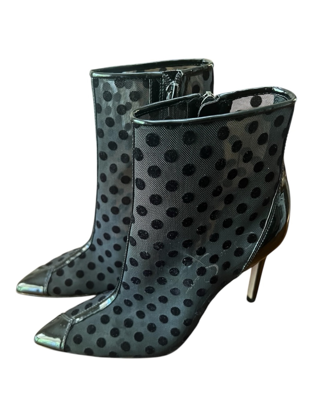 Jessica Simpson Prestin Polka Dot Mesh Ankle Boots Stiletto Size 6.5